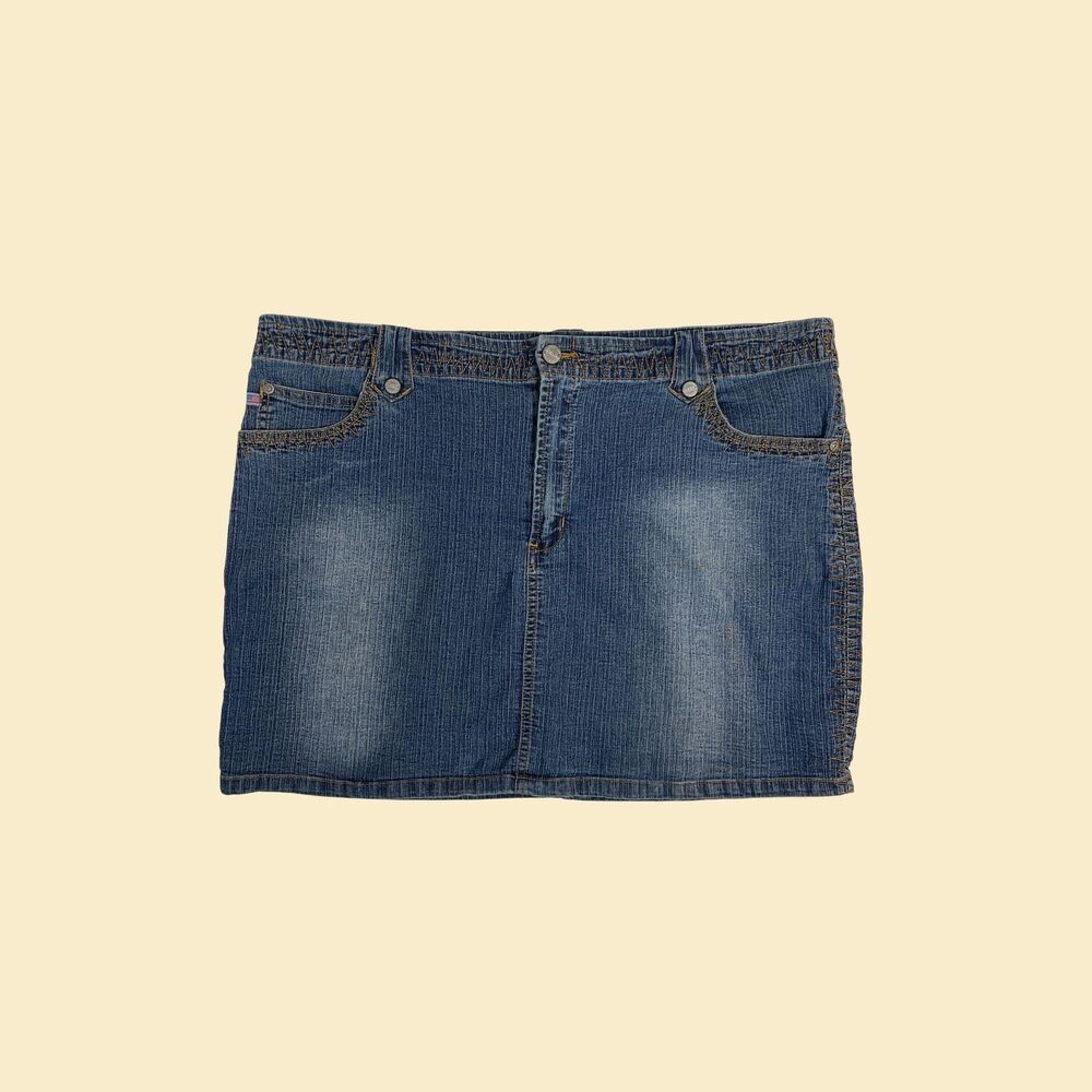 2000s Apollo Jeans 3XL skirt, vintage mini to midi denim stretch skirt